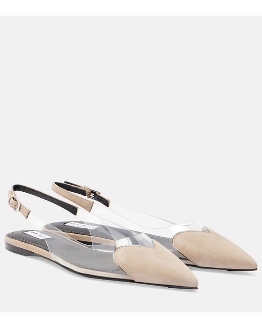 Alaïa White Cour Suede And Pvc Slingback Ballet Flats