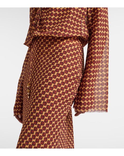 Bananhot Brown Nema Printed Sheer Maxi Dress