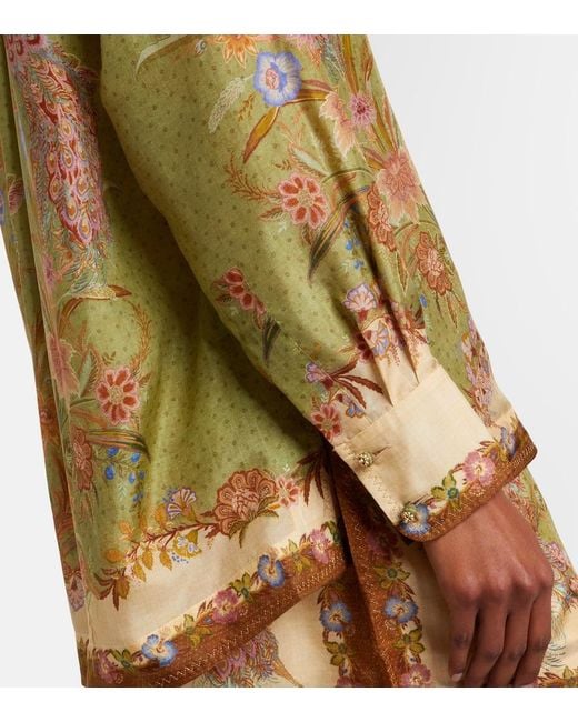 Zimmermann Metallic Indra Printed Silk Shirt