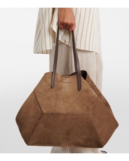 Brunello Cucinelli Brown Bc Duo Large Suede Tote Bag