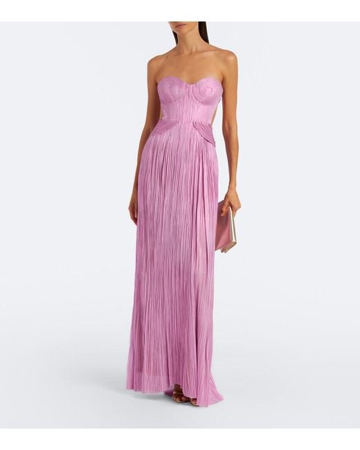 Maria Lucia Hohan Purple Kamina Metallic Silk Corset Gown