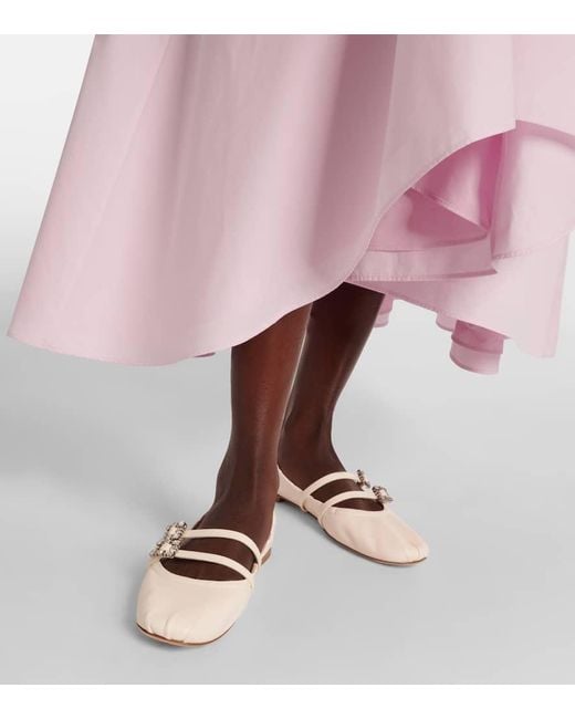 Roger Vivier Pink Verzierte Ballerinas Aus Leder