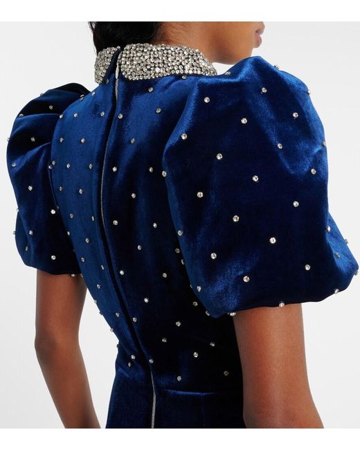 Rebecca Vallance Blue Vivicia Embellished Velvet Minidress