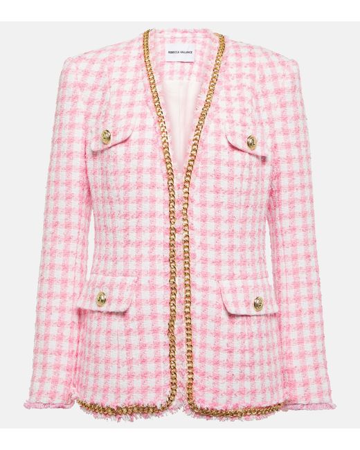 Rebecca Vallance Gabrielle Checked Tweed Jacket in Pink | Lyst