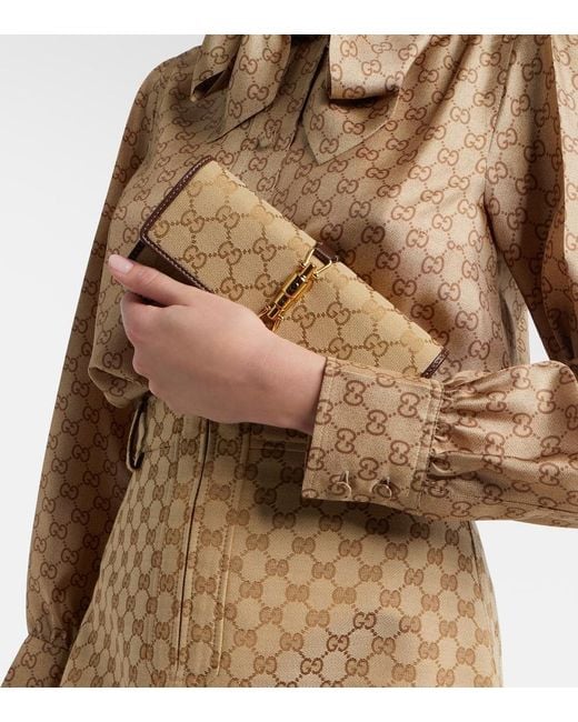 Gucci Natural Jackie Gg Canvas Clutch