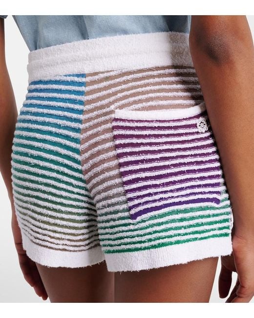 Loewe Green Paula's Ibiza Striped Cotton-Blend Shorts