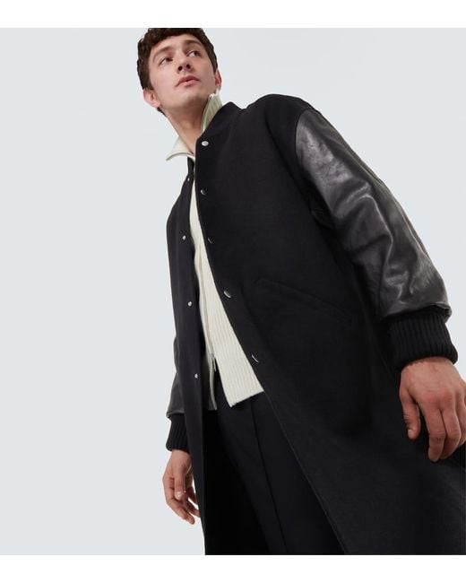 Jil Sander Black Cashmere And Leather Coat for men