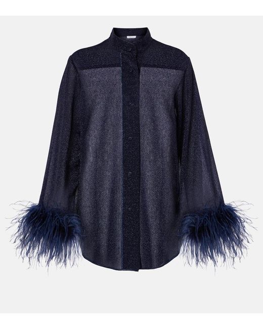 Oseree Blue Top Lumiere Plumage Mit Federn