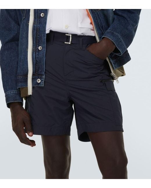 Sacai Blue Taffetta Bermuda Shorts for men