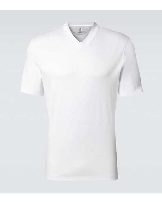 Brunello Cucinelli White Cotton Jersey T-Shirt for men
