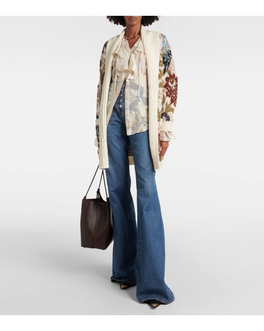 Etro Metallic Jacquard Wool-Blend Cardigan