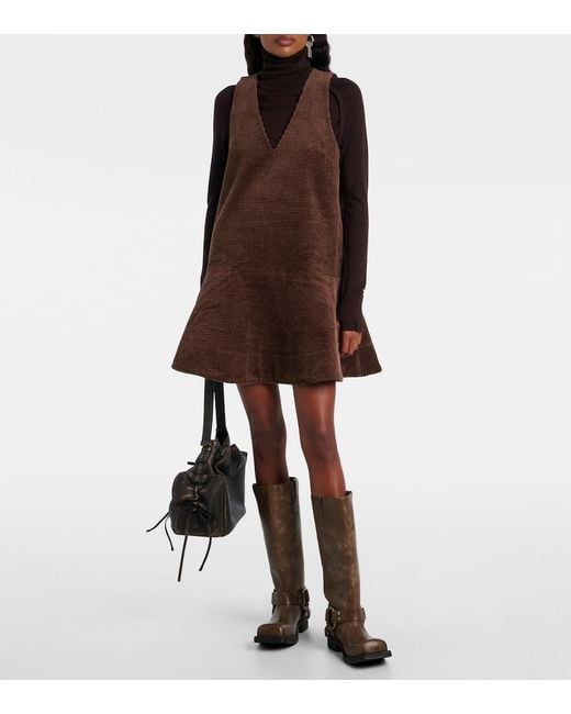 Ganni Brown Cotton Corduroy Minidress