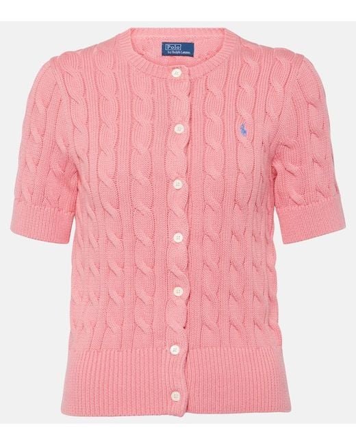 Ploited Cardigan con maniche corte di Polo Ralph Lauren in Pink