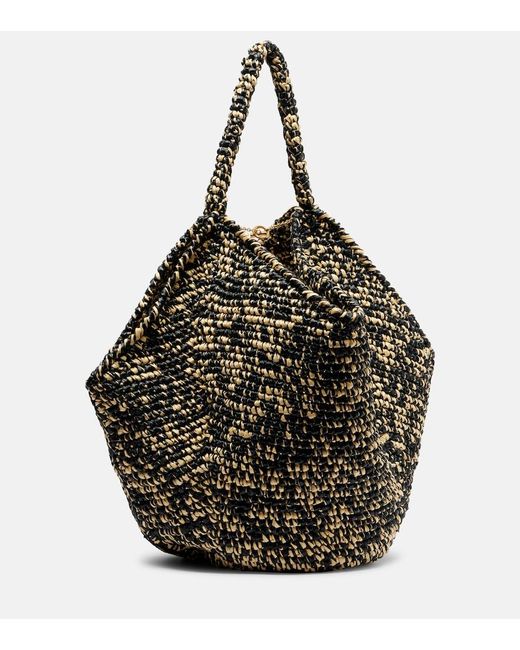Khaite Black Lotus Medium Raffia Tote Bag