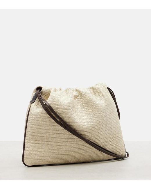 Brunello Cucinelli Natural Mini Canvas Crossbody Bag