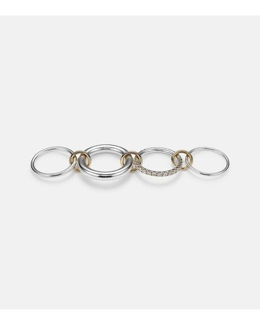 Spinelli Kilcollin Multicolor Luna 18Kt And Sterling Linked Rings With Diamonds