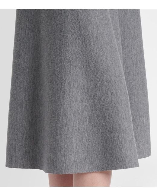 Jardin Des Orangers Gray Wool High-Rise Midi Skirt