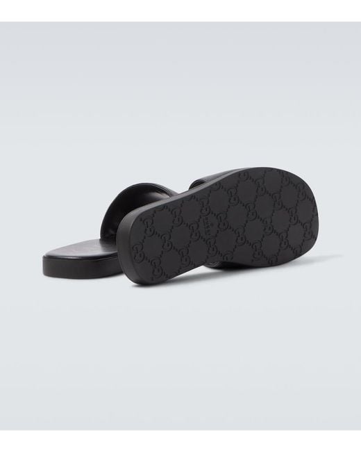 Gucci Black Gg Canvas Slides for men