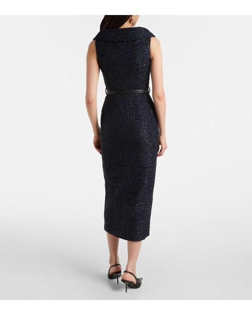 Vestido Midi De Boucle Con Cinturon Self-Portrait de color Blue