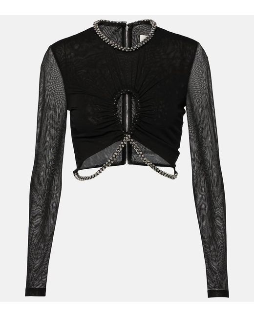 Top cropped in jersey con cut-out di Dion Lee in Black