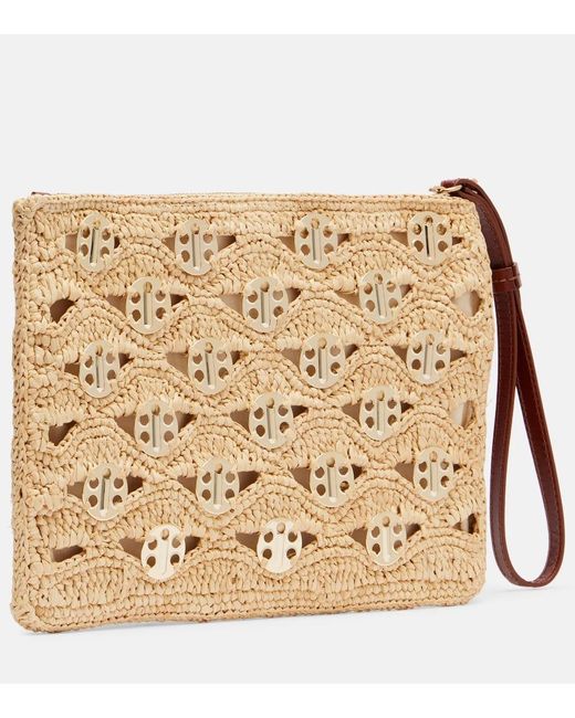 Rabanne Metallic Embellished Raffia Clutch