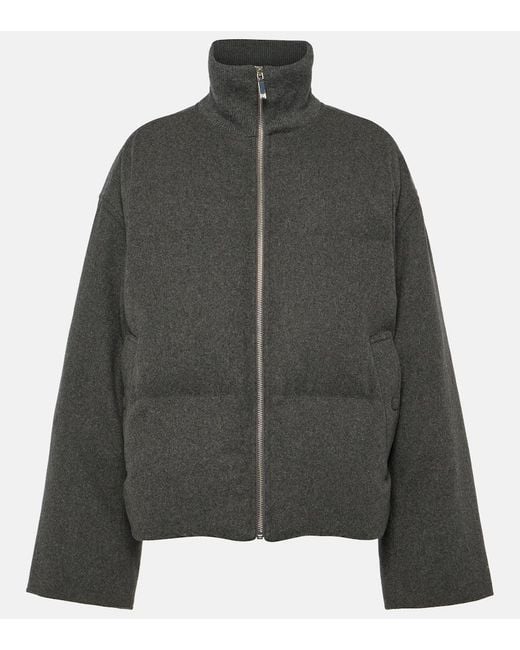 Totême Gray Wool-Blend Flannel Down Jacket
