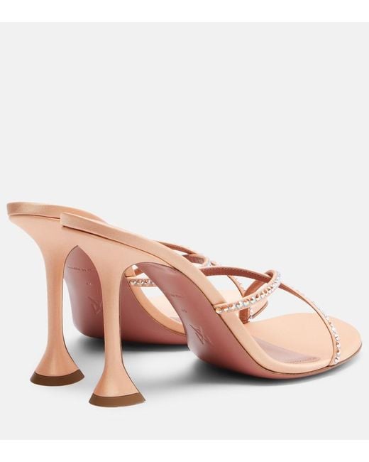 AMINA MUADDI Pink Sally Crystal-Embellished Satin Mules