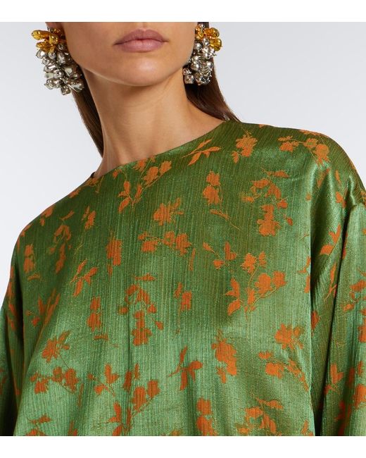 Dries Van Noten Green Floral Blouse