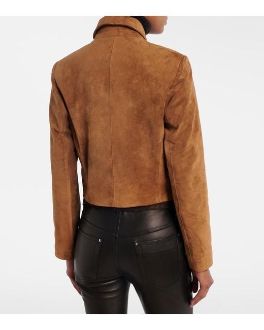 Nour Hammour Brown Bleeker Cropped Suede Jacket