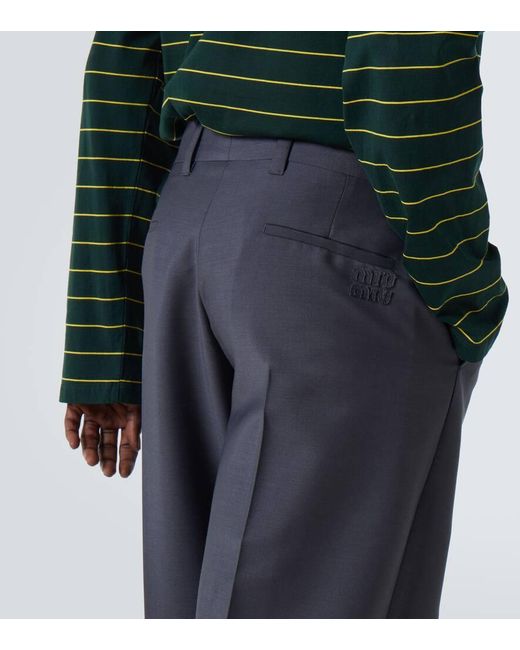 Pantaloni Regular di Miu Miu in Blue da Uomo