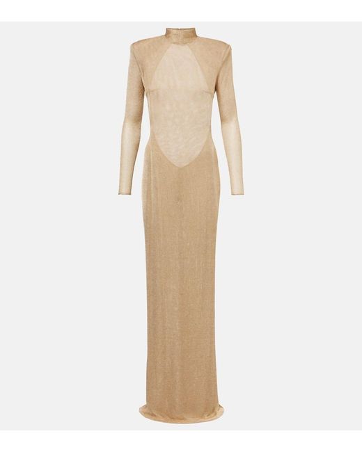 The New Arrivals Ilkyaz Ozel Natural Donyale Knitted Lame Gown