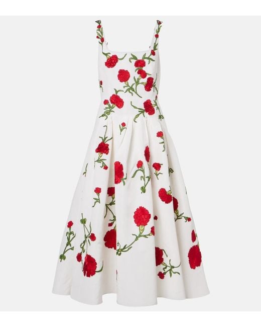 Carolina Herrera Embroidered Silk Cocktail Dress