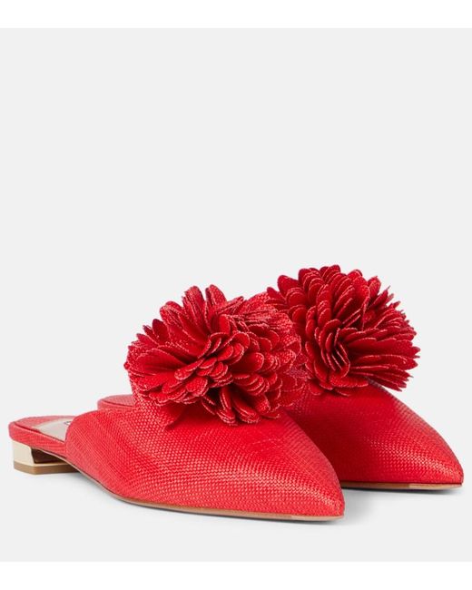 Aquazzura Red Couturier Applique Mules