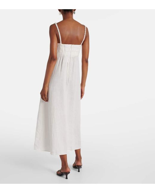 Velvet White Janet Linen Midi Dress