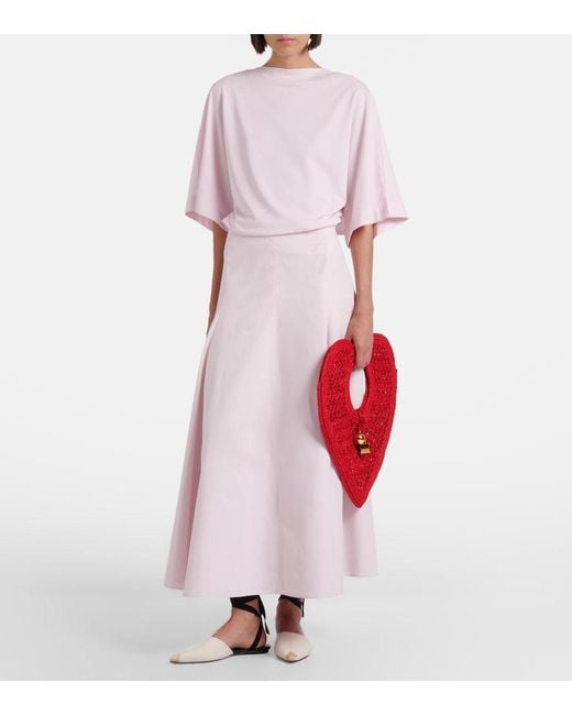 Jacquemus Red Spiaggia Cour Small Raffia Top-Handle Bag