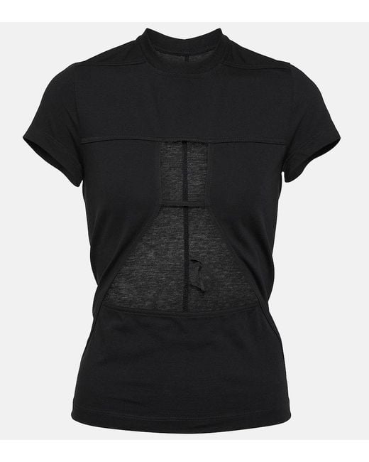 Rick Owens Black Cutout Cotton Jersey T-Shirt