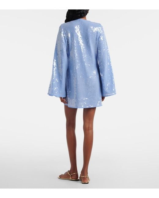 Oseree Blue Sequined Beach Dress