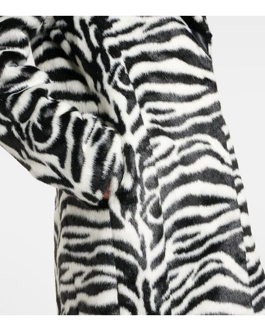 ROTATE BIRGER CHRISTENSEN White Zebra-Print Faux Fur Coat