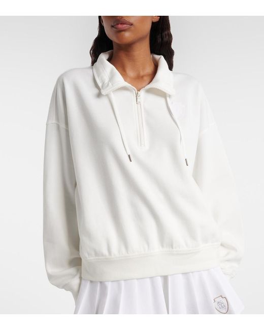 Brunello Cucinelli White Cotton-Blend Zip-Up Sweatshirt