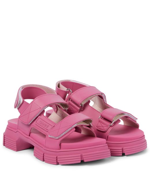 Ganni Rubber Trekking Sandals in Pink - Lyst