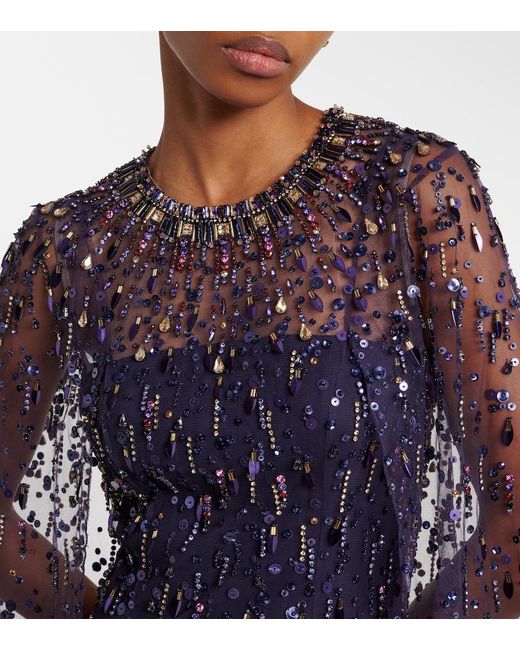 Jenny Packham Blue Hestia Embellished Gown