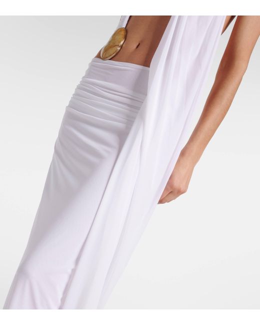 Christopher Esber White Embellished Draped Jersey Gown