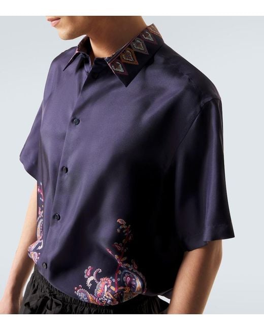 Etro Blue Paisley Silk Shirt for men