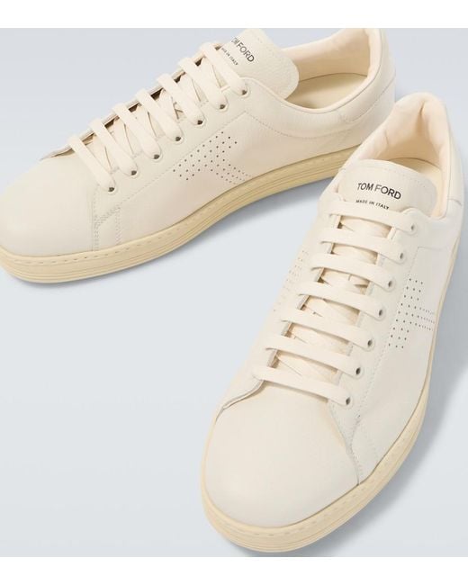Tom Ford White Warwick Perforated Leather Sneakers for men