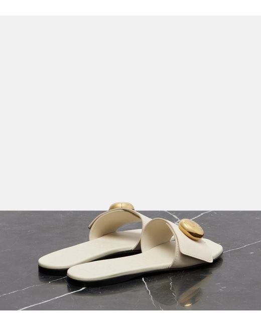 Loewe White Pebble Leather Slides