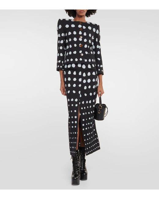 Vivienne Westwood Black Polka-dot Wool Maxi Skirt