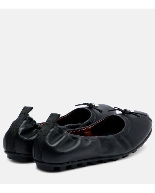 Hogan Black Olympia Leather Ballerina Flats