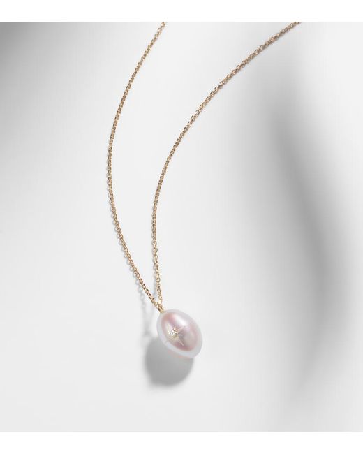 Mateo White 14Kt Pendant Necklace With Pearl And Diamond