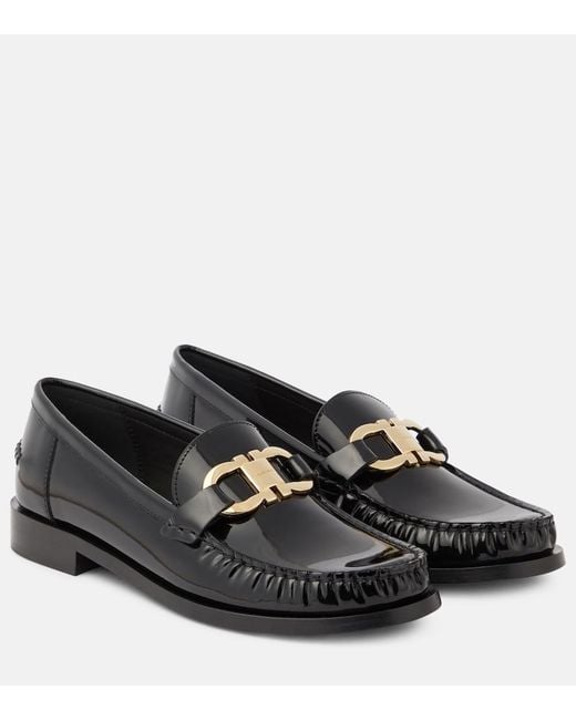 Ferragamo Black Maryan Leather Loafers