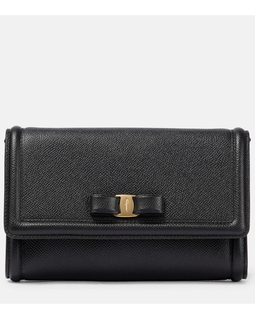 Ferragamo Vara Bow Mini Leather Shoulder Bag in Black | Lyst